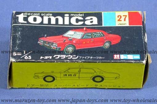 SALE爆買いミ- 51■ トミカ 黒箱 27 クラウン　ファイアチーフカー　1/65 Toyota CROWN fire chief car 消防庁　当時物　デカール付 現状品渡 商用車、公用車